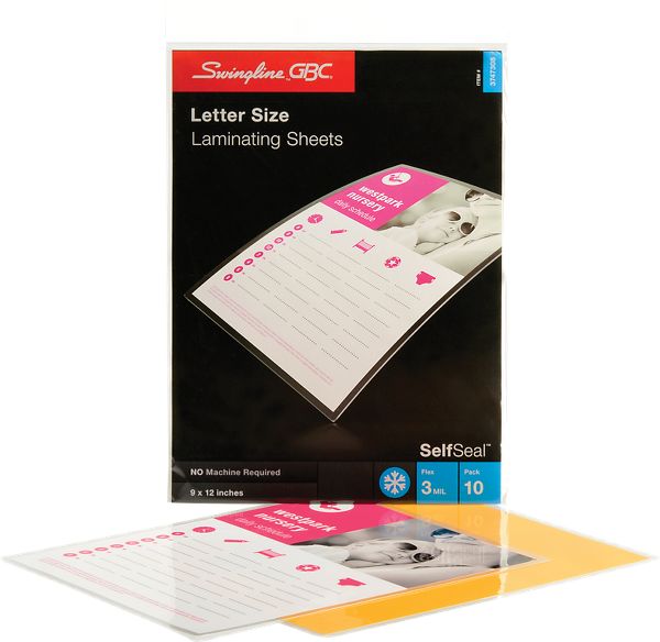 GBC SelfSeal Sheets Letter Size 3 Mil 10 pcs - Cold Lamination Supplies