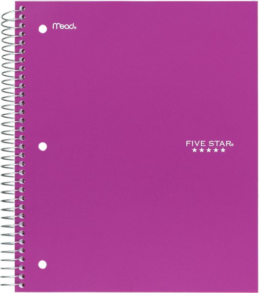 Wirebound College Ruled Notebook 1 Subject, 06206C By Five Star