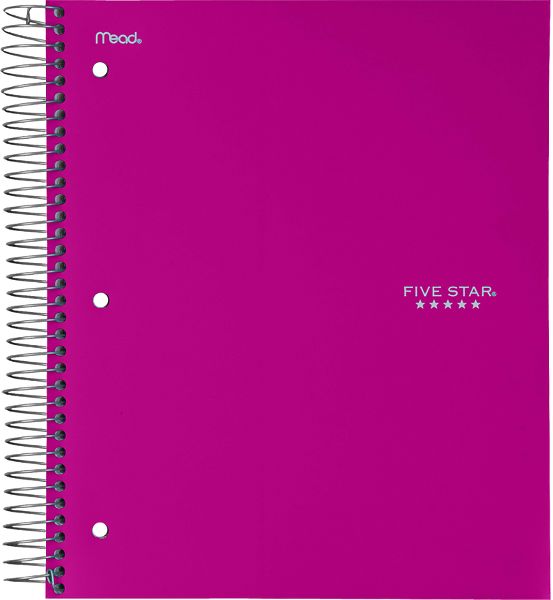 Wirebound College Ruled Notebook 5 Subject, 06208C By Five Star