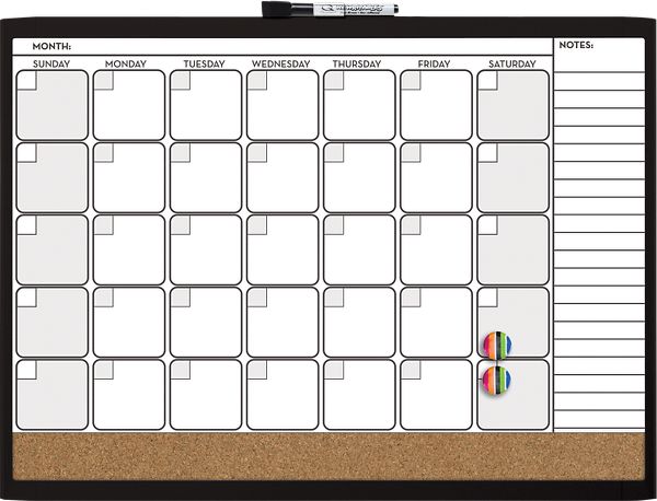 3in1 Combination Calendar Board 23x17 79380BK Quartet