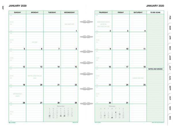 Traditional Monthly Tabbed Calendar Refill Desk Size 87229 Day