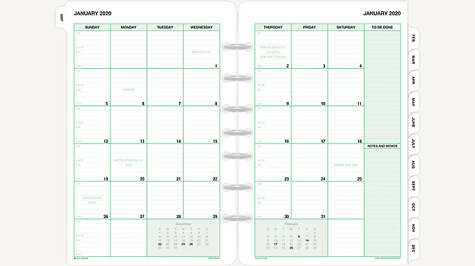 Traditional Monthly Tabbed Calendar Refill Desk Size 87229 Day