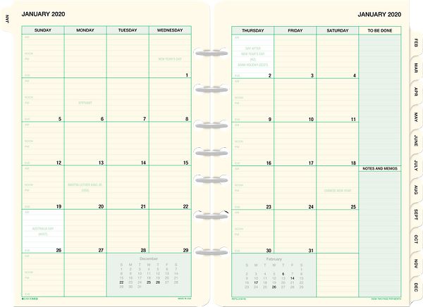 2 Page Per Month Tabbed Calendars Desk Size 92100 Day Timer