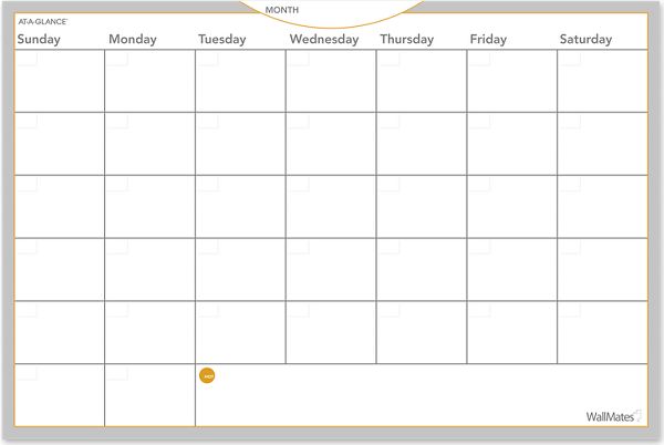 WallMates Dry Erase Monthly Planning Surface | AW6020 | AT-A-GLANCE