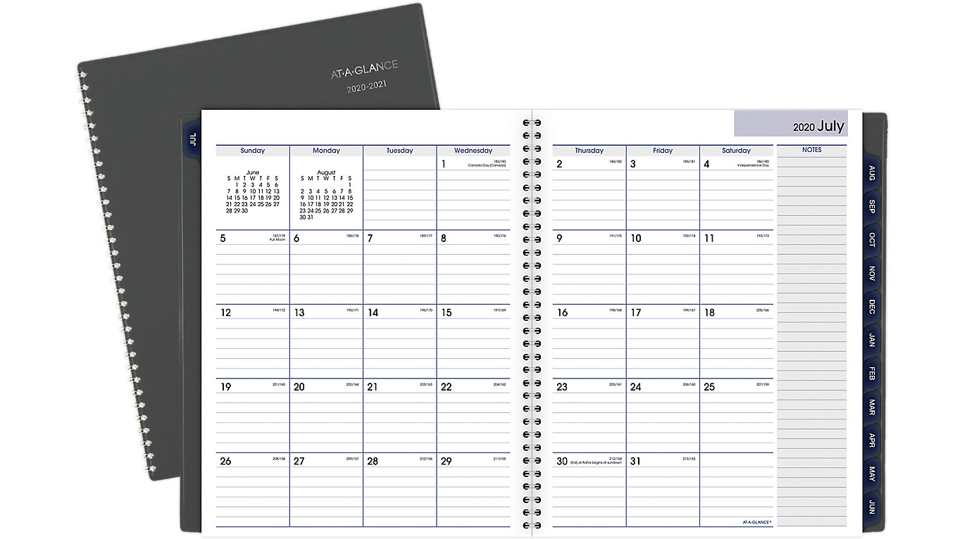 Academic Planner: Weekly and Monthly Agenda Blue Cover July to June School Year Calendar Includes Holidays