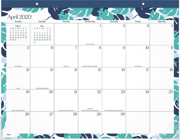Islander Palm Academic Monthly Desk Pad Calendar D1384p 704a Mead