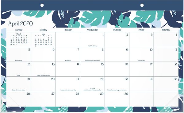 Islander Palm Academic Compact Monthly Desk Pad Calendar D1384p