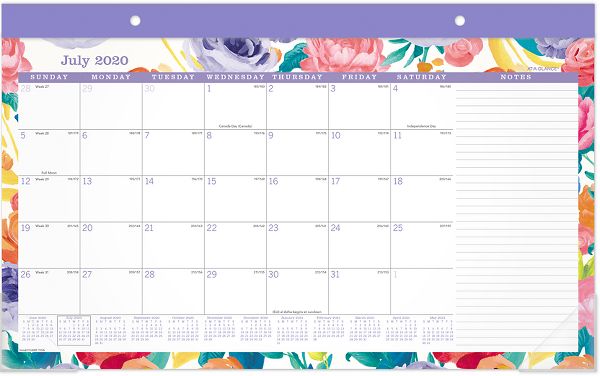 Badge Floral Compact Academic Monthly Desk Pad Calendar D1408