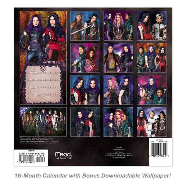 disney descendants 3 12x12 monthly wall calendar ddw297 mead mead disney descendants 3 12x12 monthly wall calendar