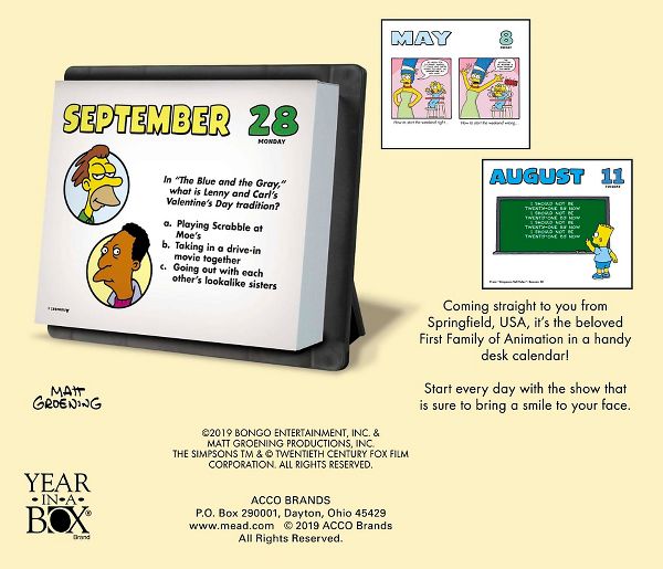 The Simpsons Calendar Lmb245 Year In A Box