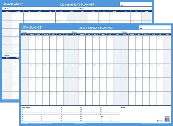 90-120-Day Undated Horizontal Erasable Wall Calendar | PM239B | AT-A-GLANCE