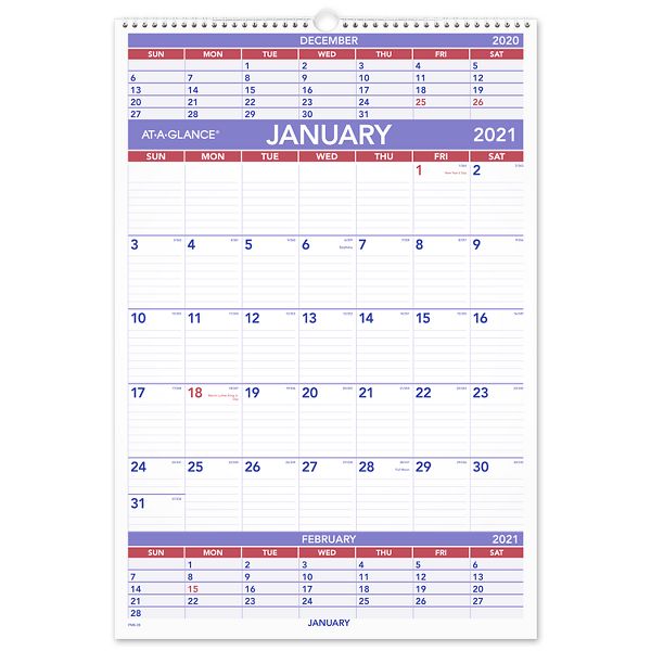 Three Month Wall Calendar | PM6 | AT-A-GLANCE