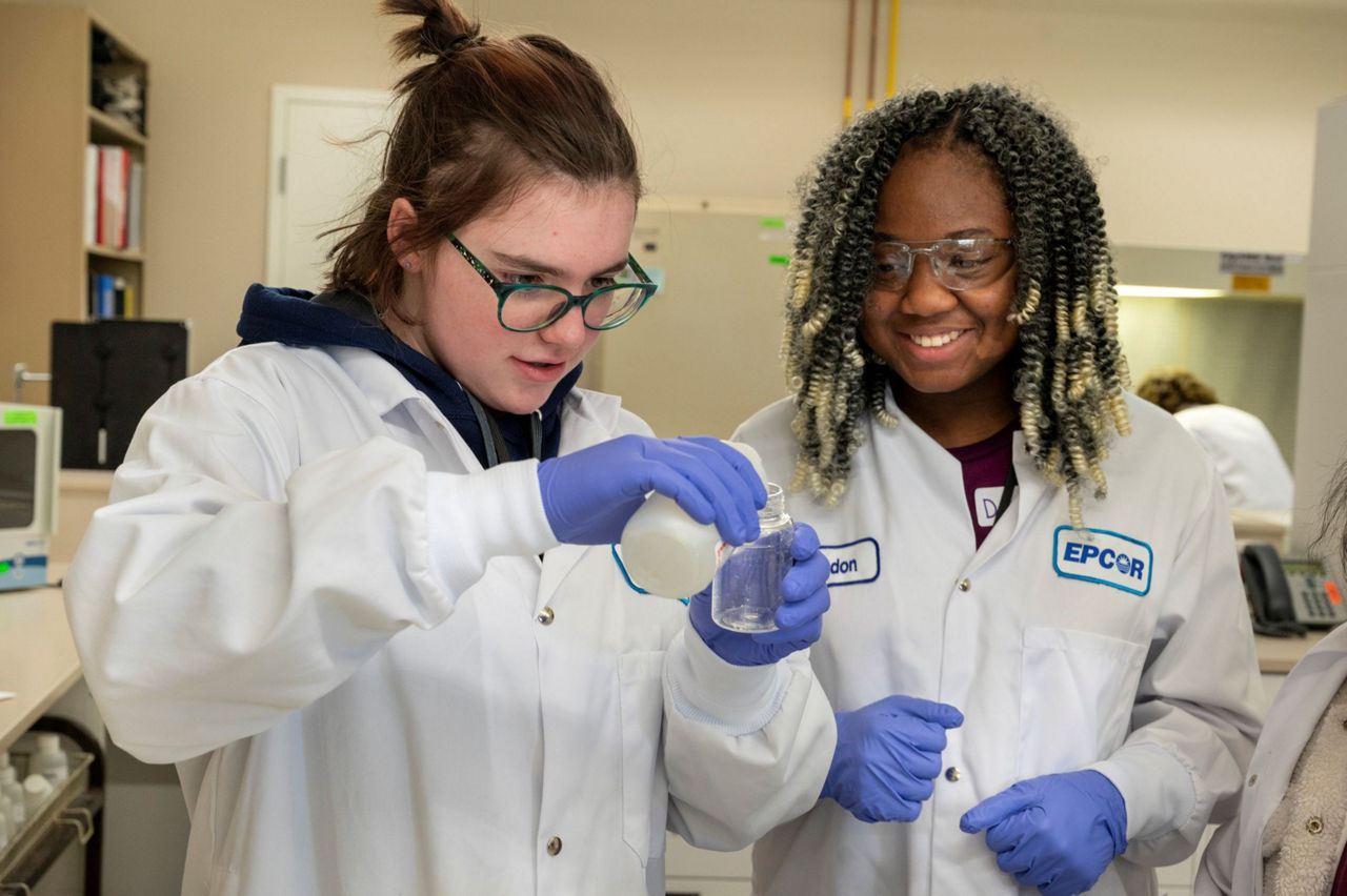 Participants in the Young Women in Technology and Trades camp at Rossdale Water Treatment Plant.