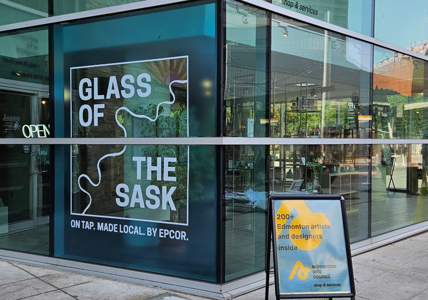 Glass of the Sask carafes on display at retail pop-up