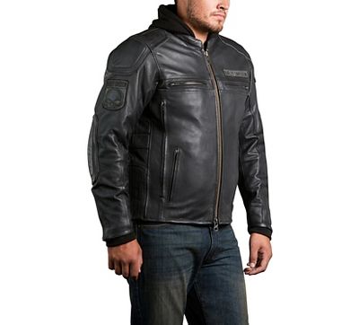 harley davidson leather jacket with hoodie