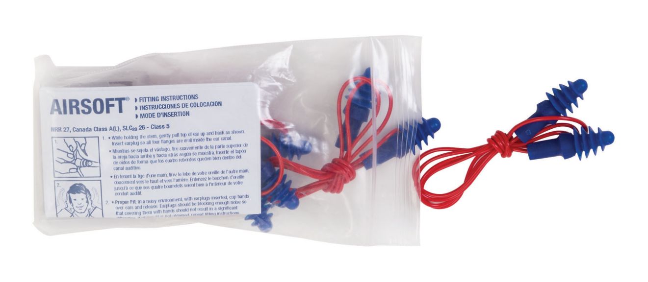 Airsoft red cord earplug vending pack