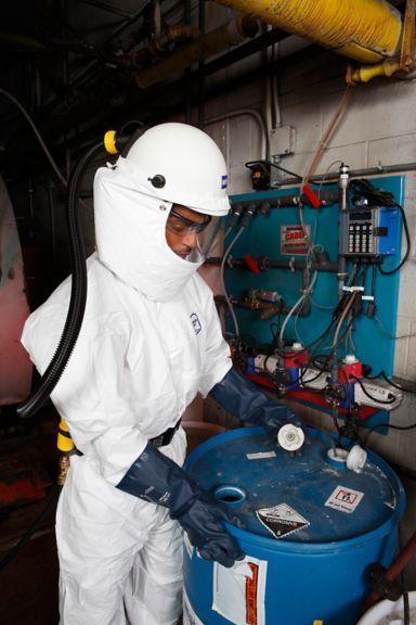 CF1000 on worker with hazardous drum