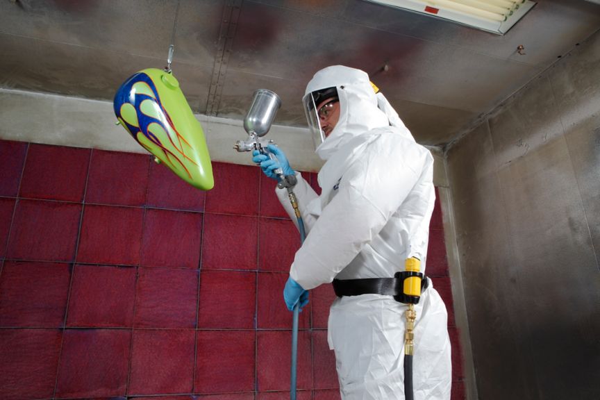 CF1000 with worker in spray booth