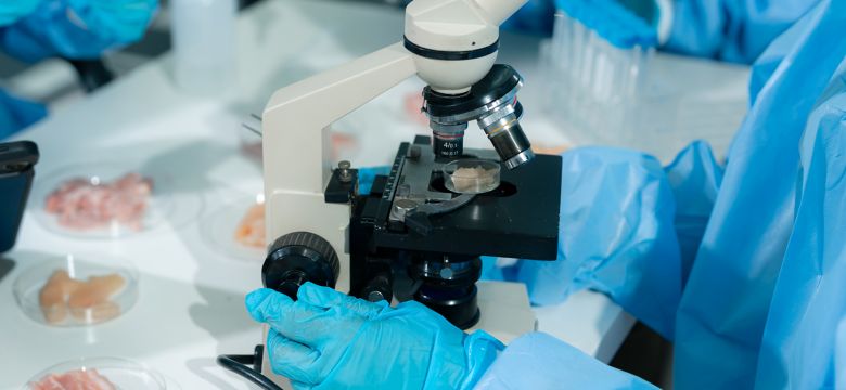 Lab work, scientists concentration of chemical residues a test tube in analysis for vaccine development.