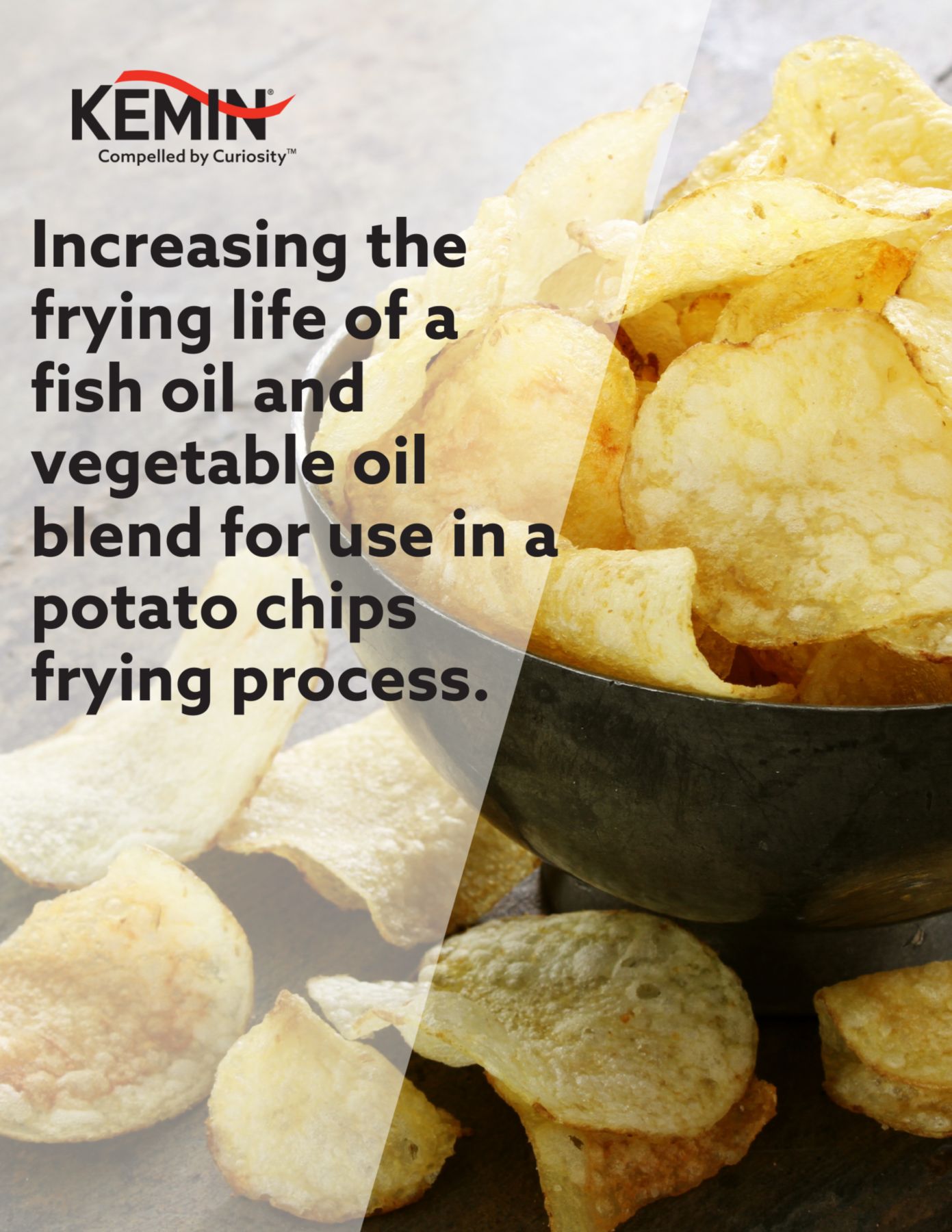Increasing the frying life of a fish oil and vegetable oil blend for use in a potato chips frying process. 
