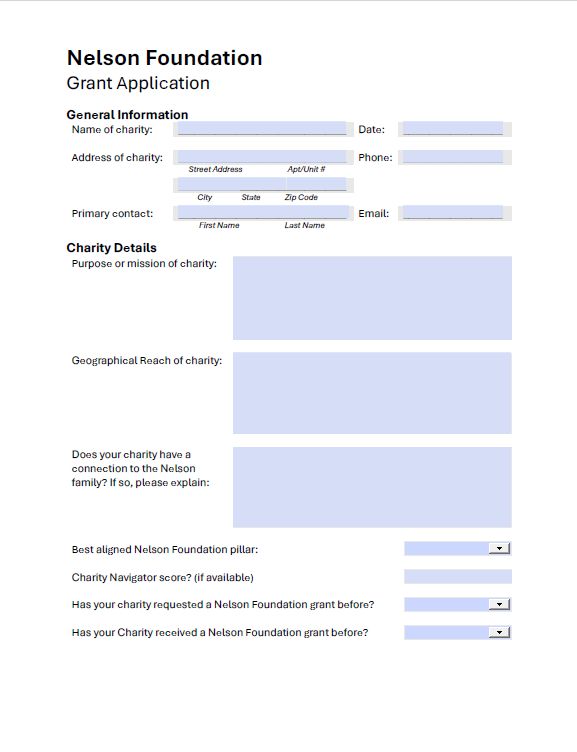 Nelson Foundation Grant Application
