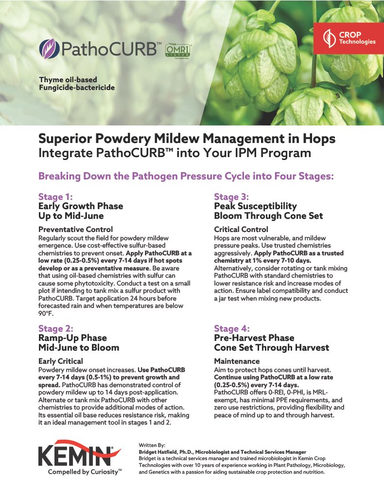 Superior Powdery Mildew Management in Hops - PathoCURB IPM Program