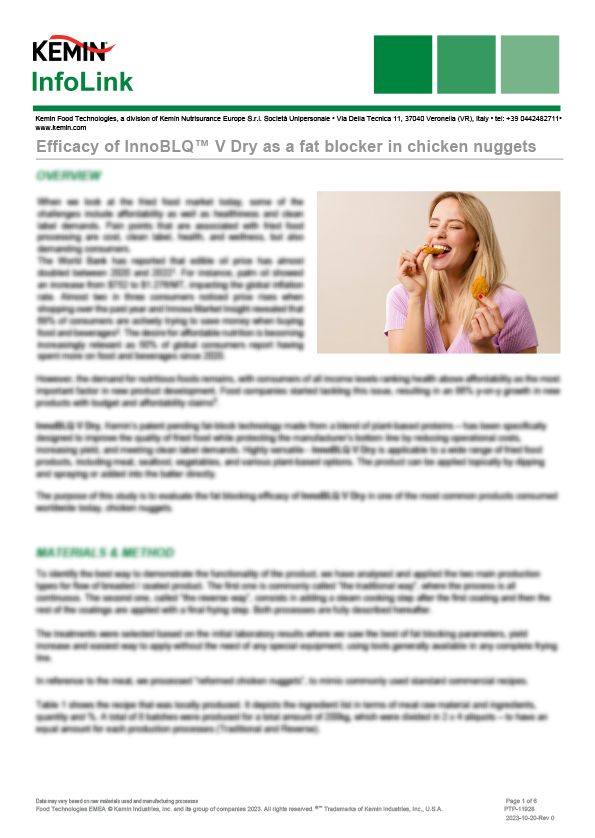 Infolink - efficacy of innoBLQ v dry in chicken nuggets