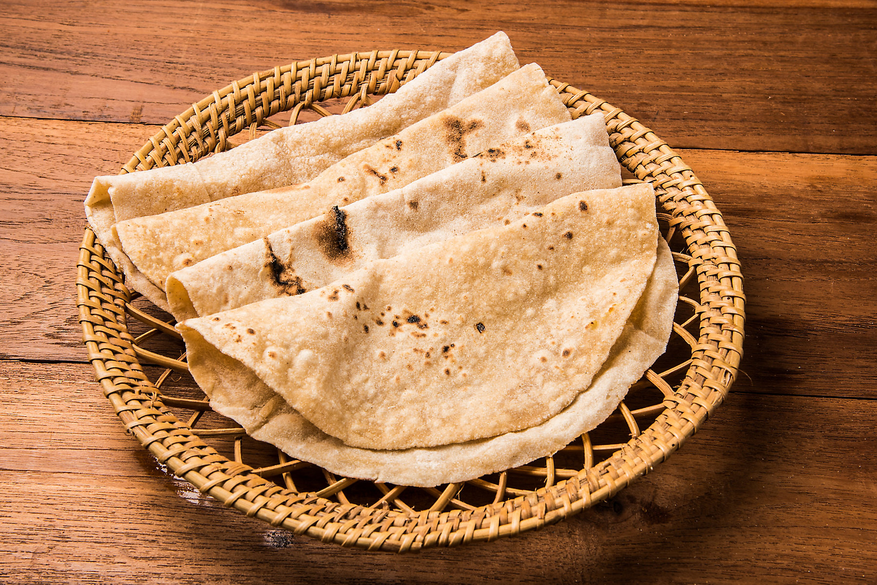 Homemade fresh wheat flour Chapati or roti which is an indian flat bread