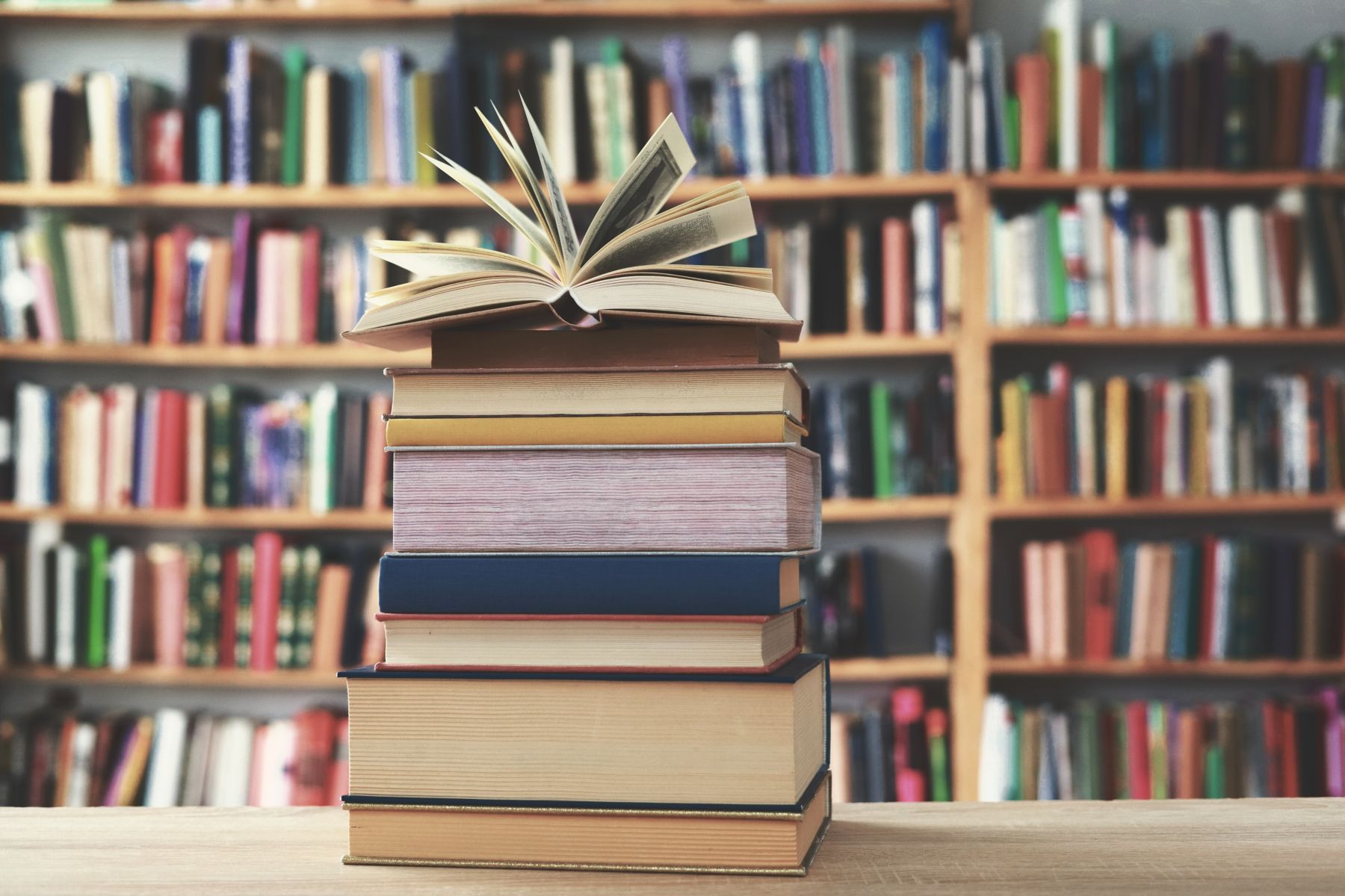 stack of books on the table