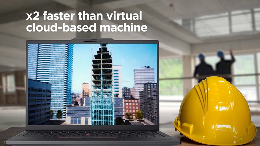Professional working on a ThinkPad laptop with accessories for a mobile workspace