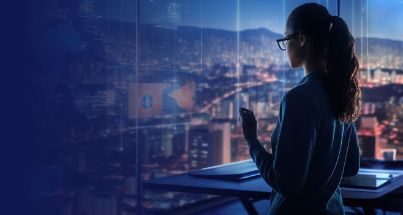 Human interacting with AI application image