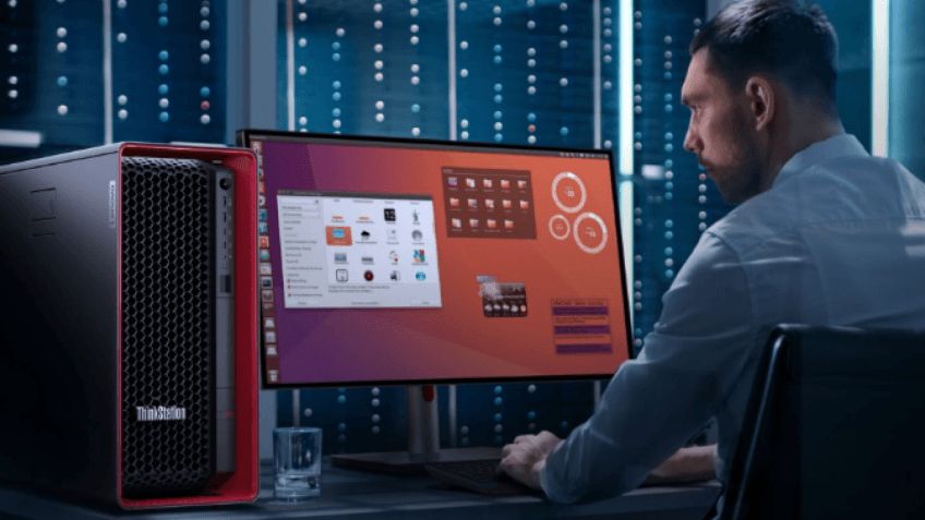 Professional using a Lenovo ThinkStation workstation.