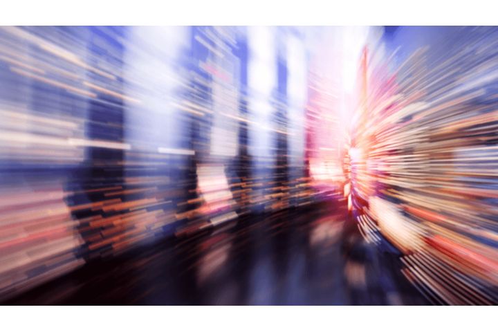 Abstract view of data center infrastructure and digital activity.