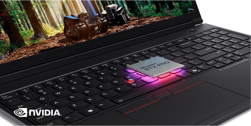 A close-up of a laptop and the NVIDIA logo in the corner.