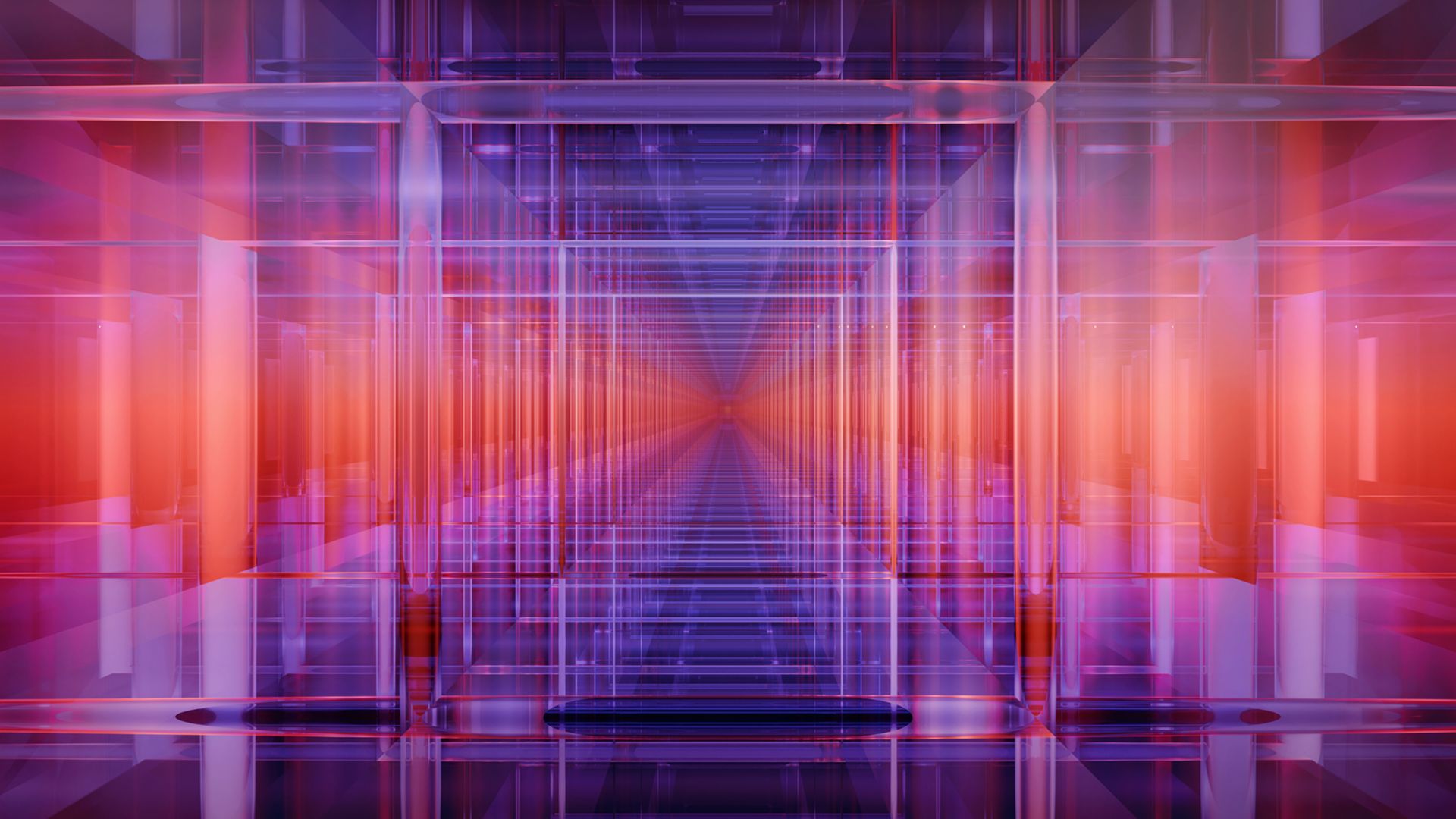 A cascade of purple and blue rectangles.