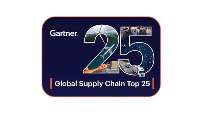 Distintivo do Gartner 25 Top 25 da Cadeia de Suprimentos Global.