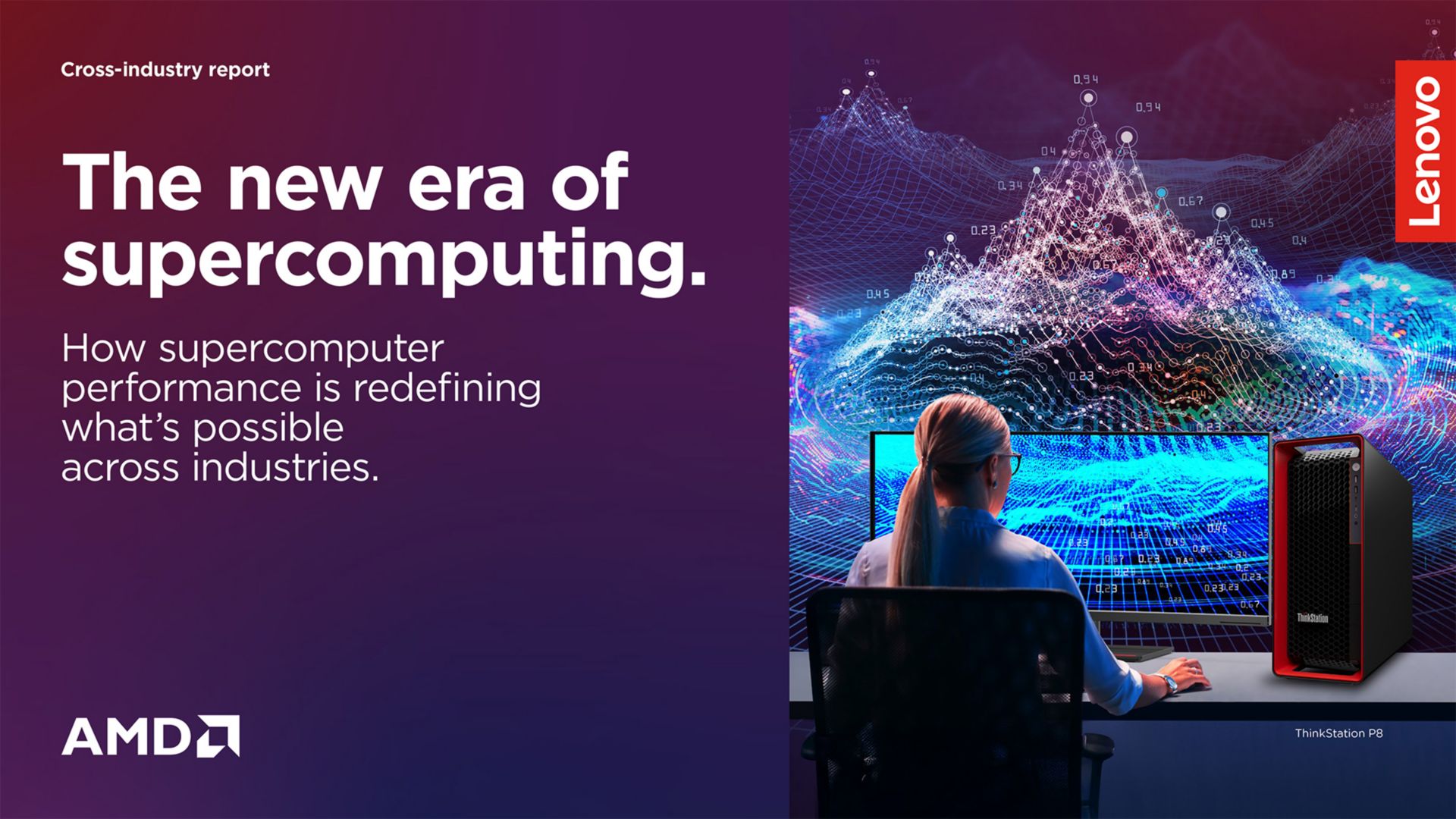Person analysing complex data visualisations on a supercomputing workstation.