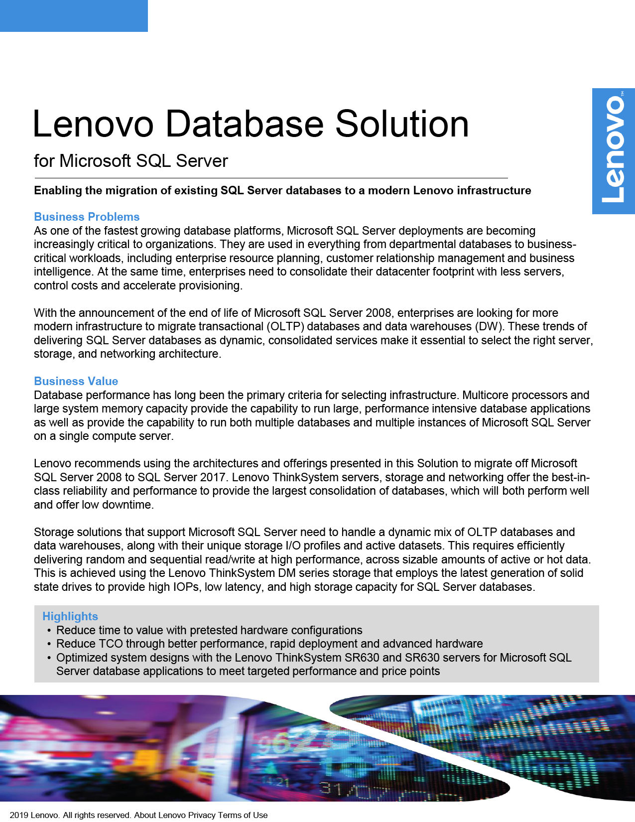 Lenovo Database Solution For Microsoft Sql Server