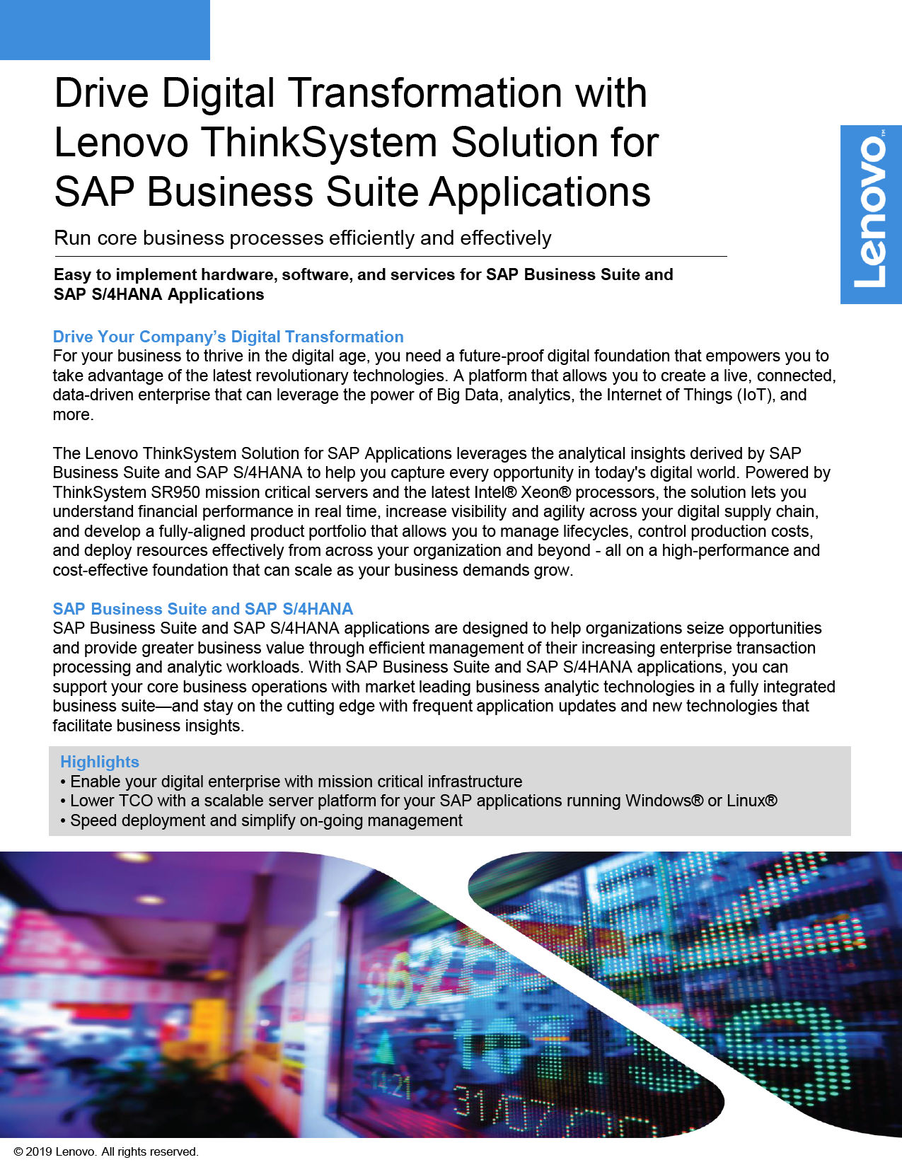 Lenovo Thinksystem Solution For Sap Business Suite Applications