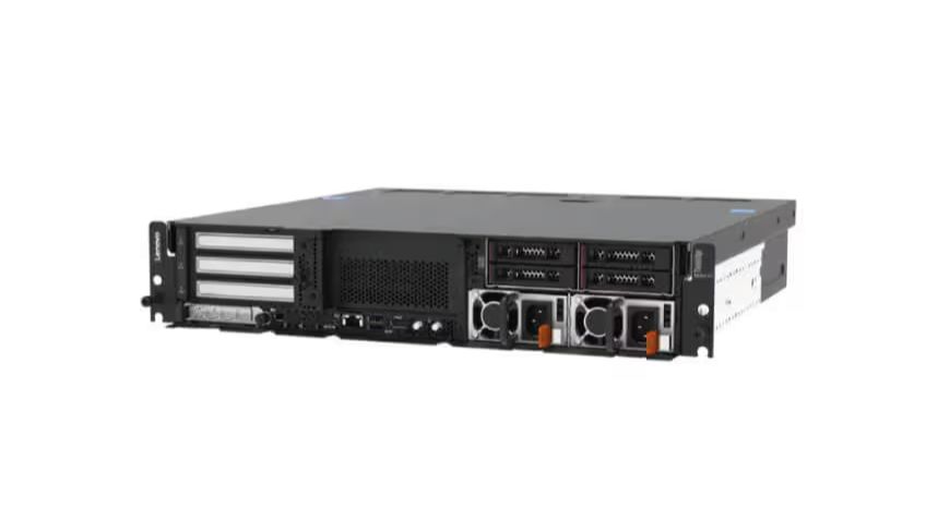 Rear View of a Lenovo ThinkSystem server with PCIe slots, I/O ports, and Dual power supplies.