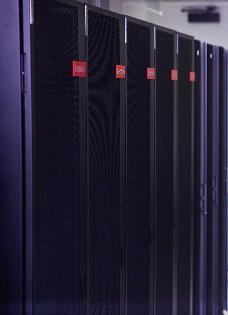 A rack of storage infrastructure.