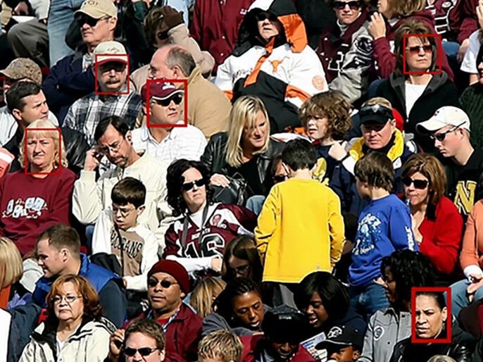 Sports fans in a stadium.