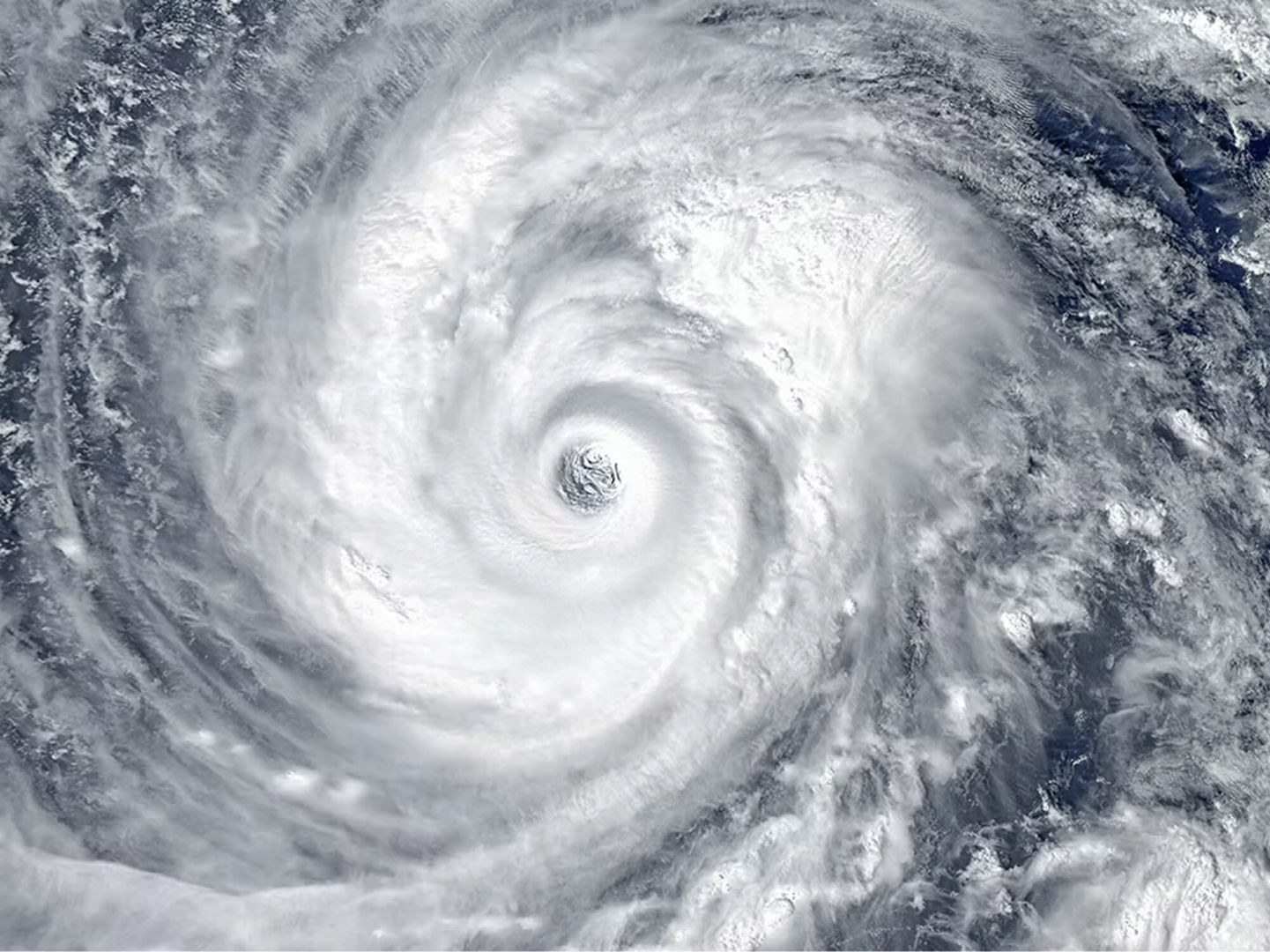 The eye of a hurricane as seen from above.
