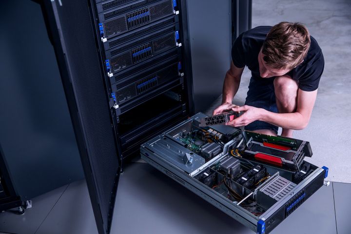 A man working on hardware.  