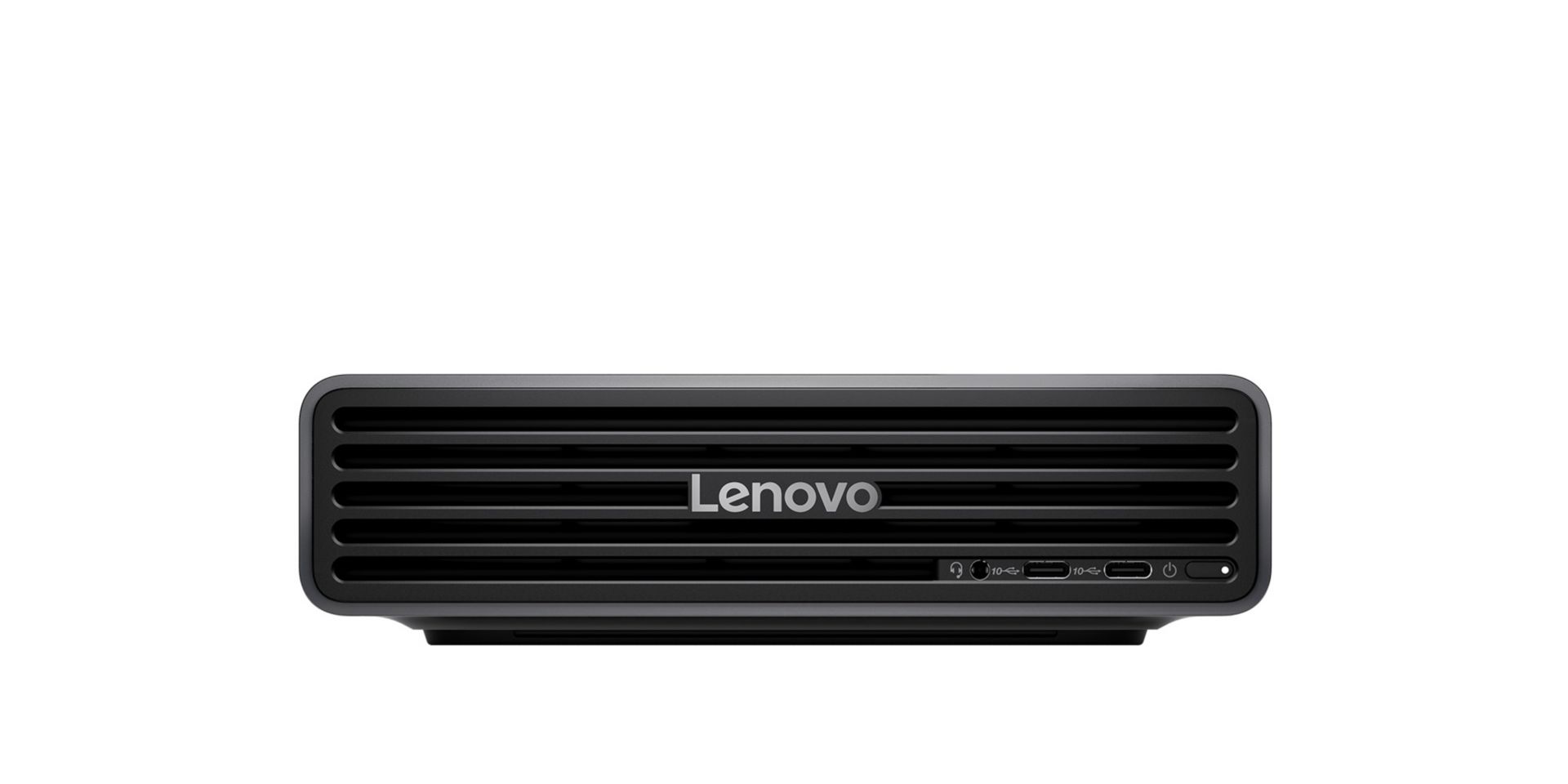 Front view of the Lenovo ThinkCentre X Ultra compact desktop PC.  