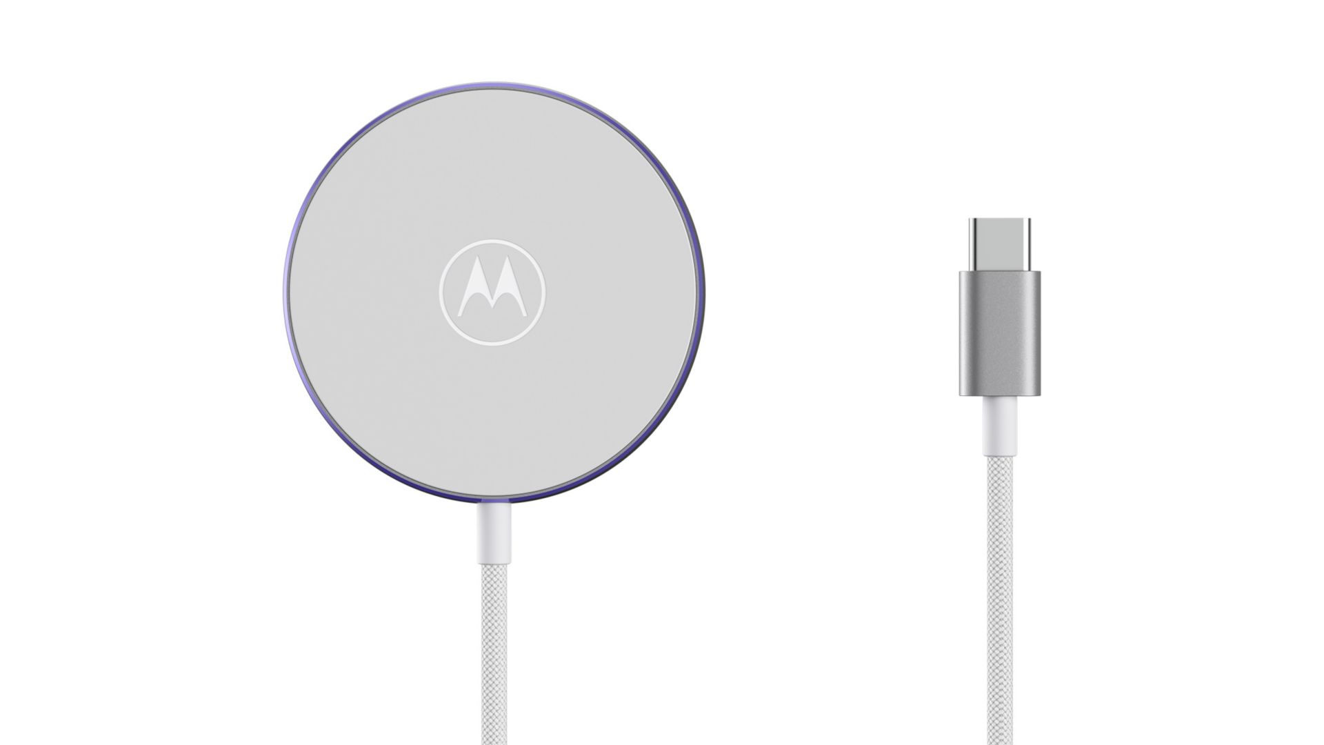 The base and connecting cord of the motorola snap wireless charger.