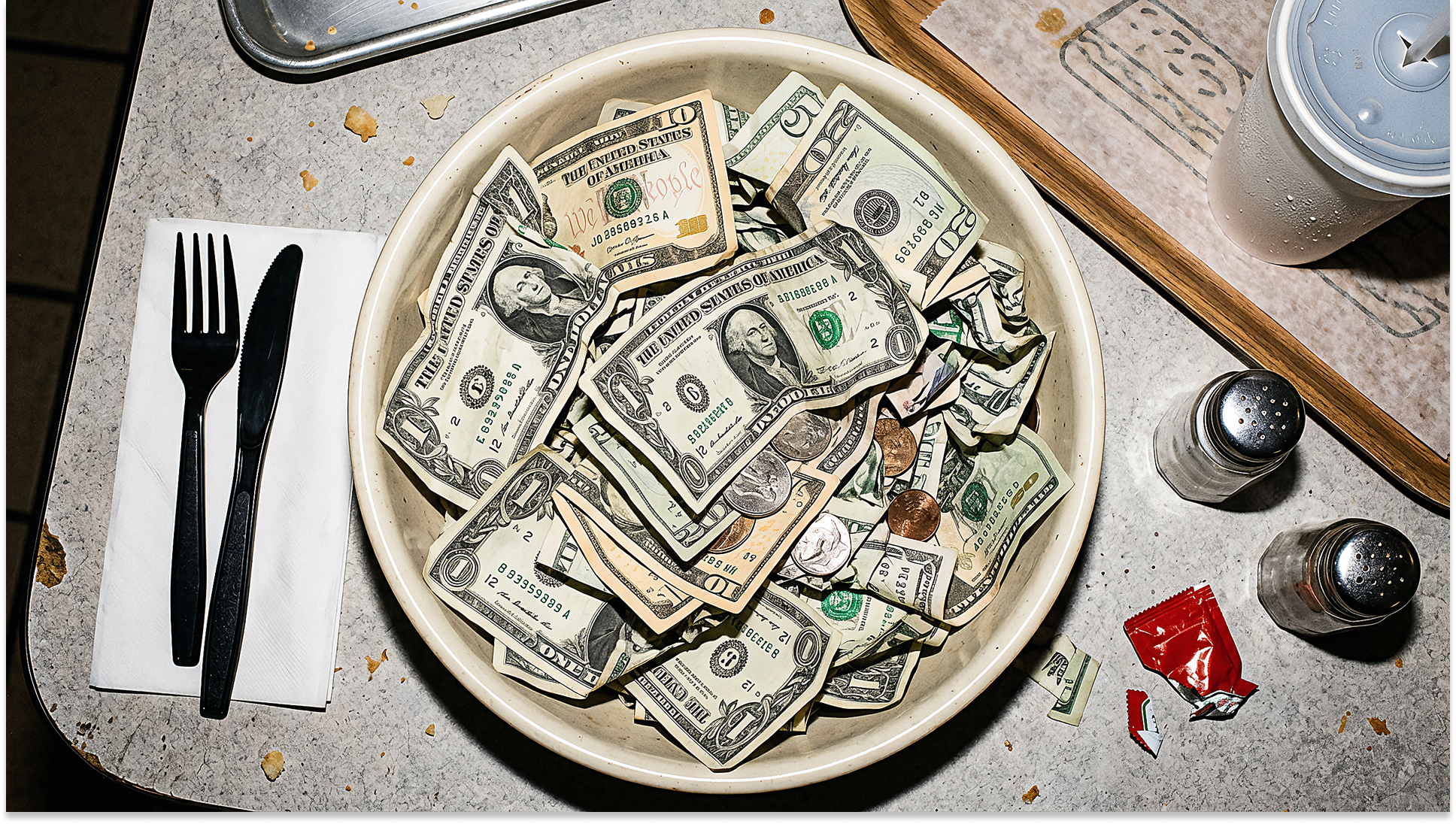 cash on a plate