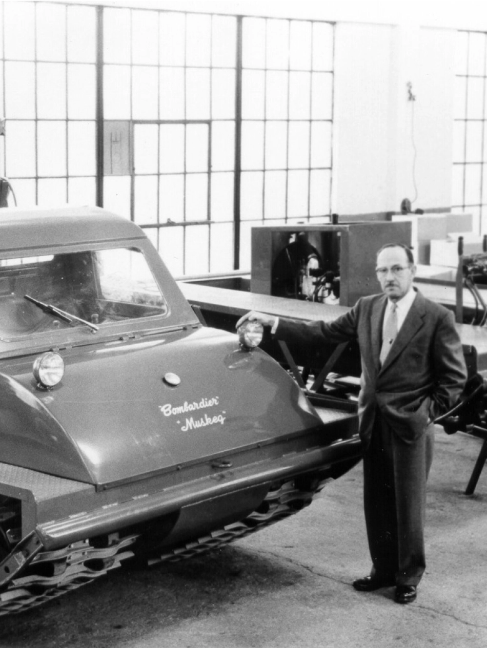 image of bombardier founder with vehicle  