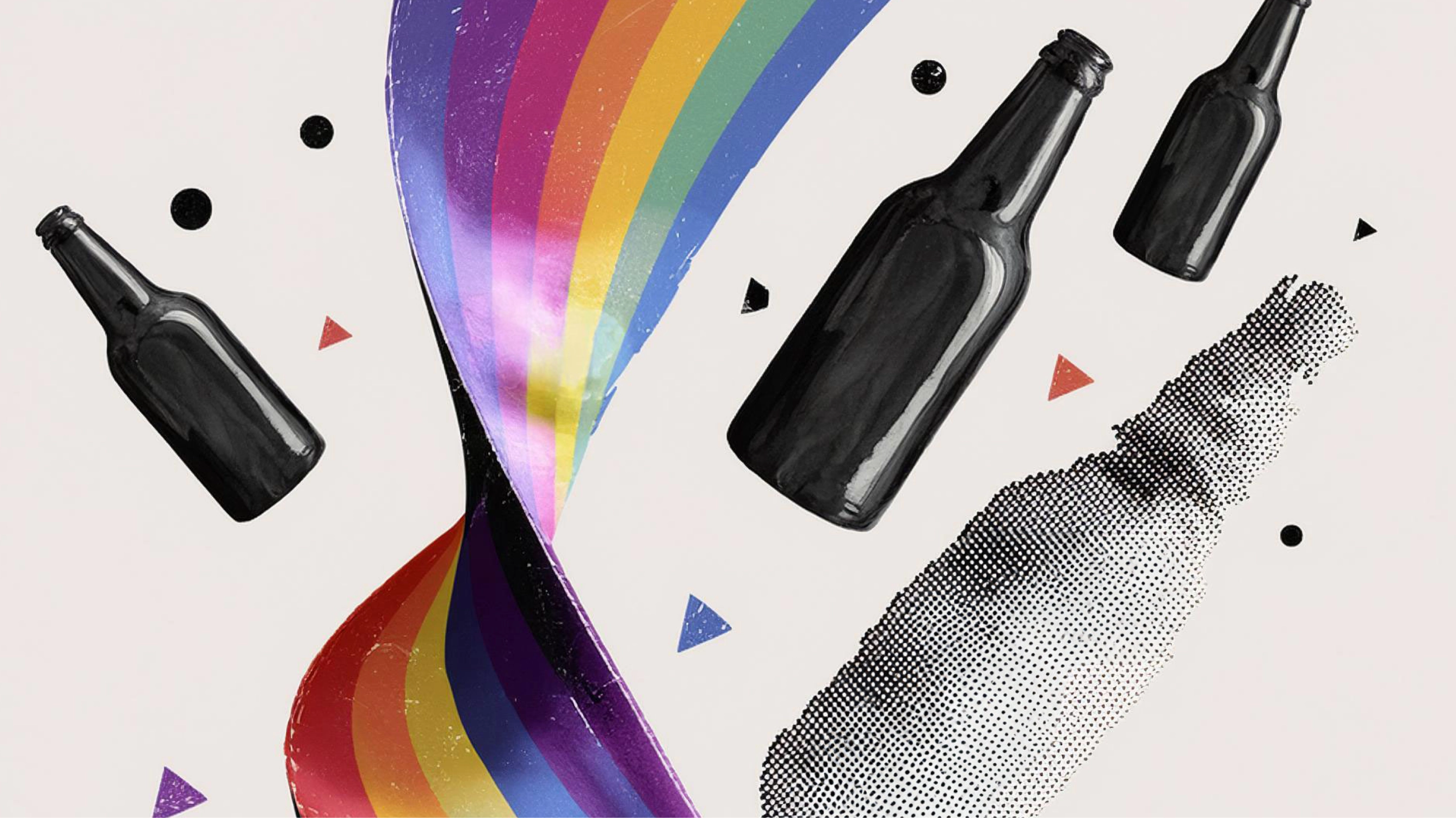 Beer bottles and shapes and rainbow