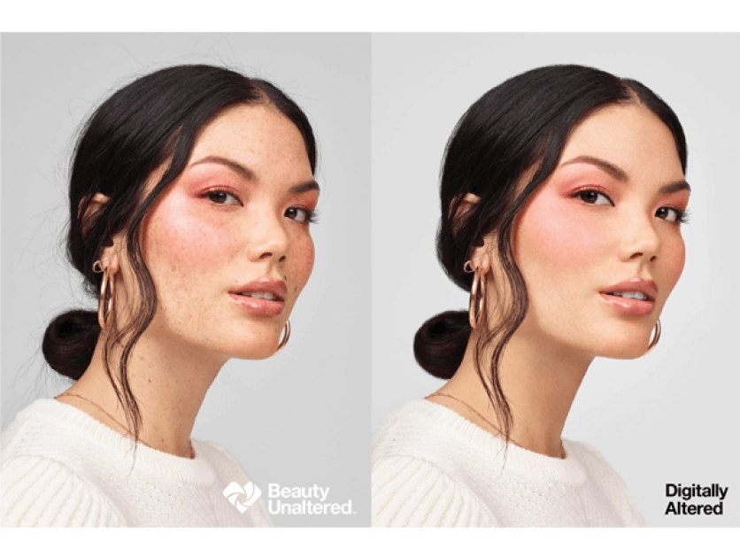 image of woman with and without digital edits 